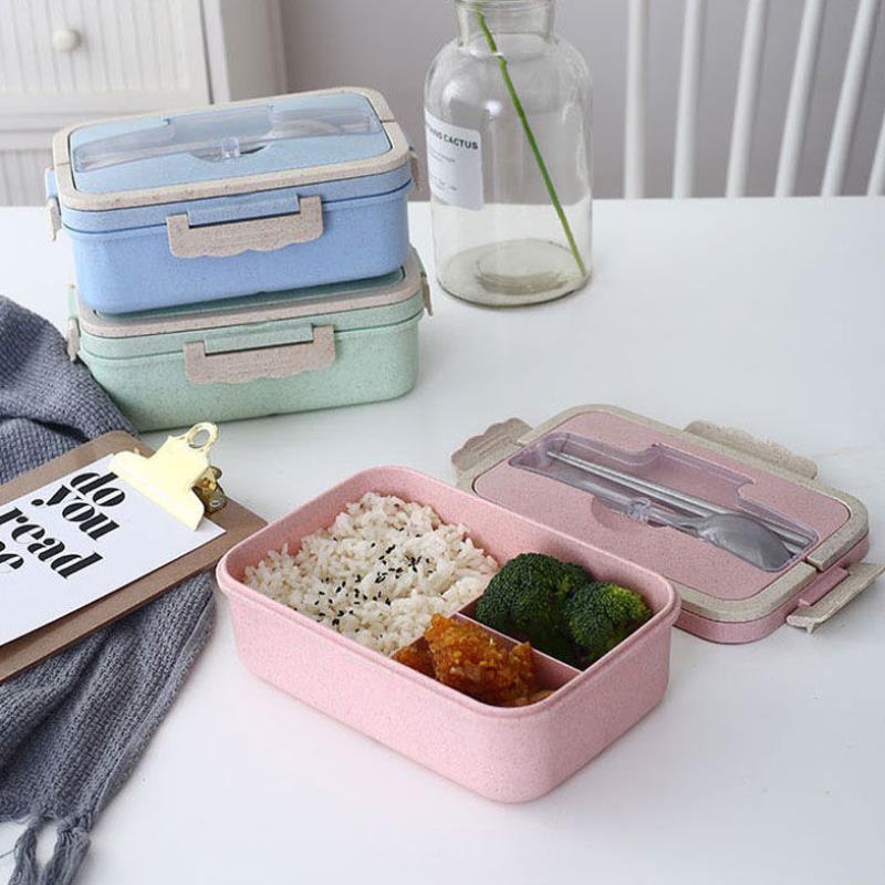 Student Lunch Box Three Grid Plastic Lunch Box